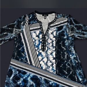 Style & Co. Black and Gray Printed Tunic Top w silver studs ma size XL